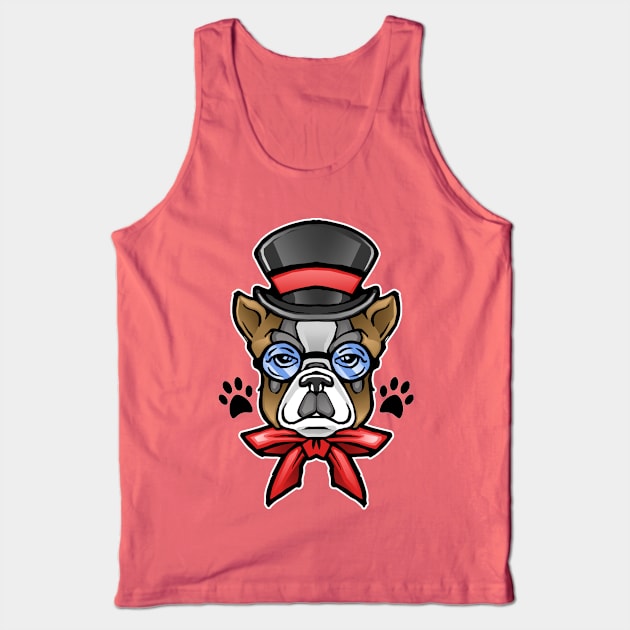 Cute Dog French Bulldog Wearing Sunglasses Hat and Bow Tie Tank Top by dnlribeiro88